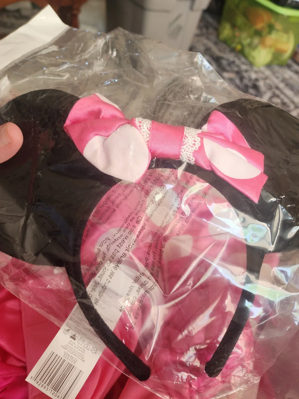 Disney Minnie Mouse Costume Girls Size 4-6X Pink Polka Dot Dress w Ears NWOT - Picture 4 of 6